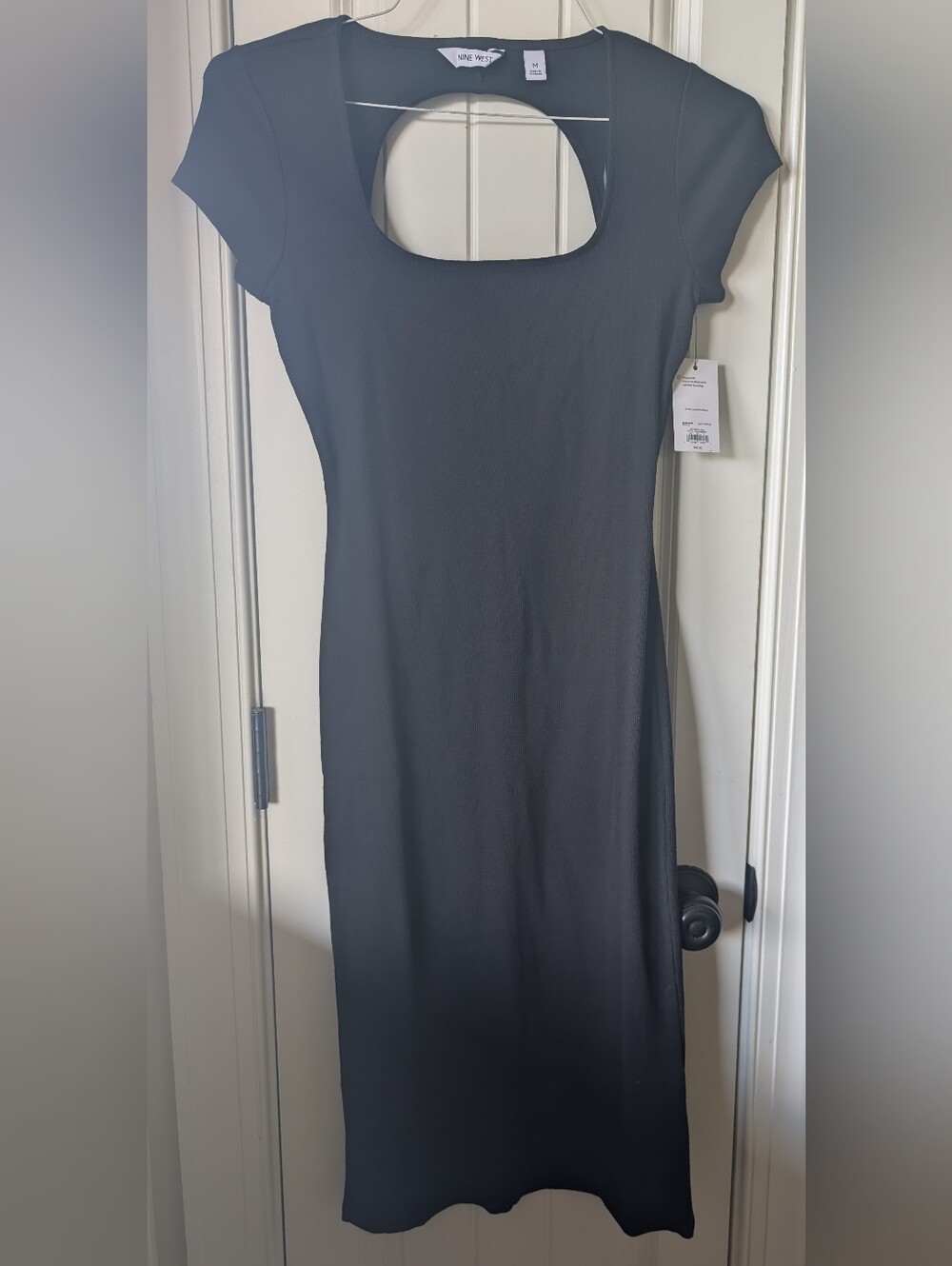 Nine West Black Cutout Midi Dress with Cap Sleeves